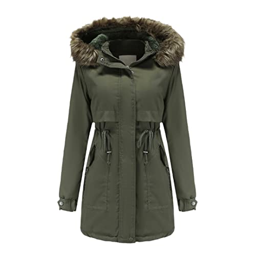 Veste d'hiver à capuche femme chaude grande taille manteau col fourrure