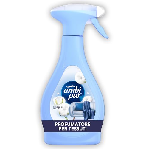 Ambi Pur Deodorante Spray Per Tessuti 385ML Nuvole di Cotone, Combatte Gli Odori Più Ostinati Che Si Insinuano Nei Tessuti E Lascia Una Fresca Fragranza