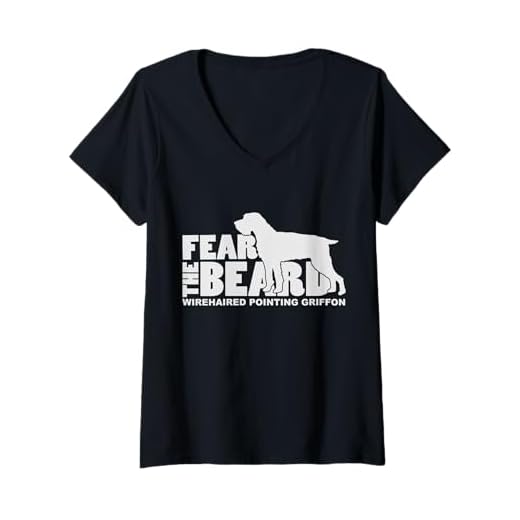 Womens Fear the Beard - Wirehaired Pointing Griffon Hunting Dog V-Neck T-Shirt