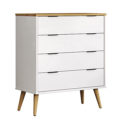 Inter-Furn Kommode, Kiefer Massiv Weiß/Honig gewachst, 77 x 90 x 39 cm Cover