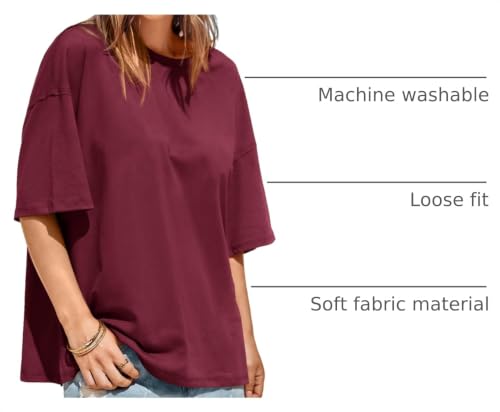 Image of Tankaneo Womens Oversized Tshirts Summer Casual Short Sleeve Crew Neck T Shirt Loose Fit Side Slit Tee Tops