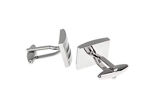 Mancuernillas Rectangulares Plateadas y Negras KnBoB para Hombre miniatura 3