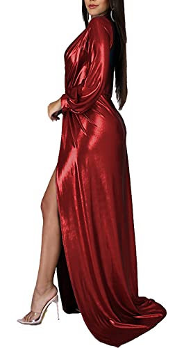 Image of Formal Long Sleeve Dress for Women Sequin Bodycon Ruched Sparkly Dresses