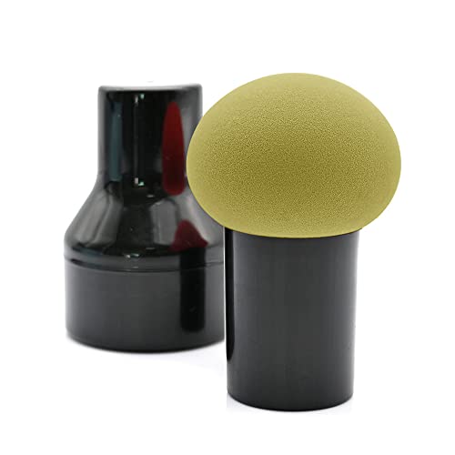 Dolovemk Make-up Puff Pinsel mit Griff Pilzkopf Puder Puff Make-up Schwamm Mixer mit Abdeckung (Dunkelgrün) Cover