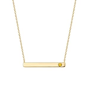 PAVOI 14K Gold Plated Crystal Birthstone Bar Necklace | Dainty Necklace | Gold Necklaces for Women