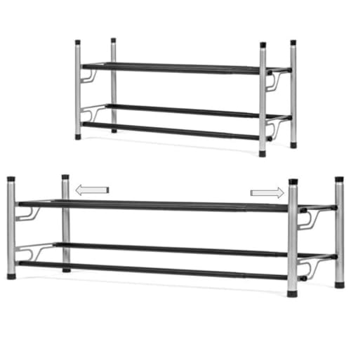 USTECH 2 Tier Adjustable, Expandable Shoe Rack Storage Organizer | Portable, Large, Free Standing Closet Shelf for Bedroom and Entryway | Metal Shoe Shelf for Kids and Adults | 8 Pairs of Shoes