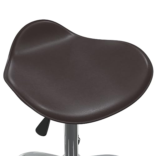 Chaise de bureau en cuir synthétique marron pivotante réglable - 8