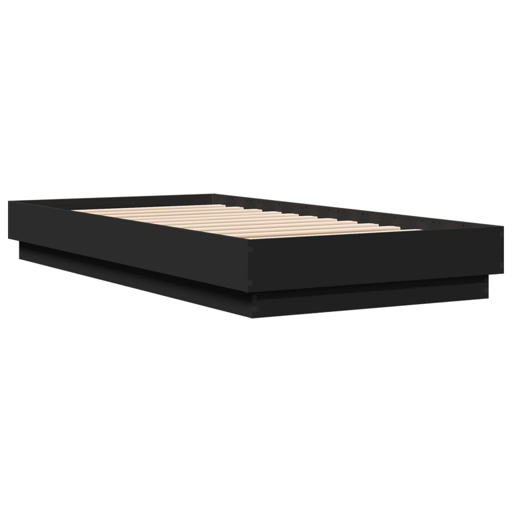 vidaXL Rama łóżka z oświetleniem LED, czarna, 75x190 cm