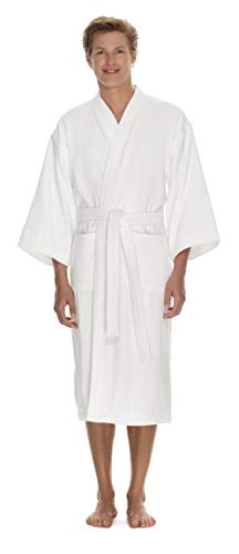 Men's Terry Cloth Bathrobe by Boca Terry, Cotton Spa Robes, Plush White Hotel Bath Robe, M/L, 2X, 4X