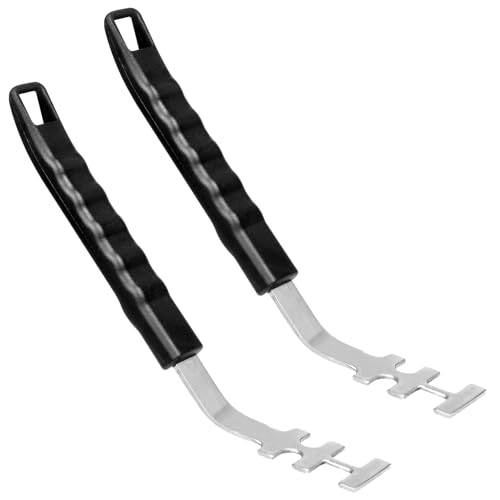 Grillrostheber aus Edelstahl, 2er Pack Grillzubehör für Gusseisen- und Edelstahlroste, BBQ-Utensil, Universelles Grillwerkzeug, 27,5 cm Griff