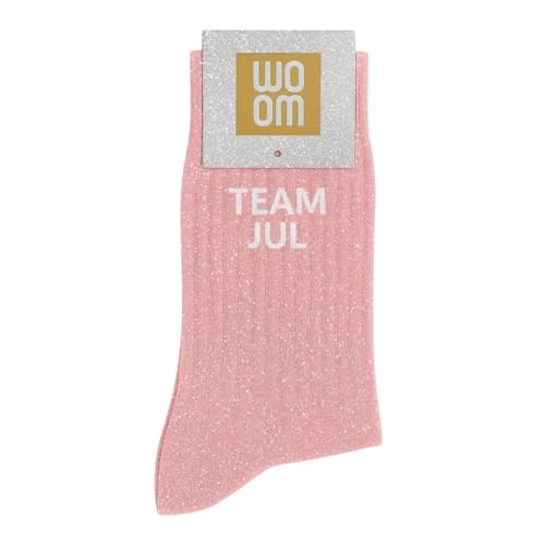 Chaussettes à paillettes JUL – Chaussette à Paillette à message JUL – Cadeau original femme – Confort Premium en Coton – Taille unique 36-40 (ROSE - TEAM JUL)