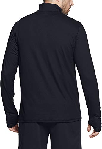 Tsla Men's 1/4 Zip Pullover Long Sleeve Shirt, Athletic Quarter Zip T-Shirt, Performance Running Top, Stretch Quarter-Zip Black, Small #TOP1