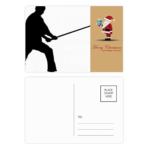 Père Noël Shaolin Stick Chinois Kung Fu lot 20 cartes postales pour vœux originaux
