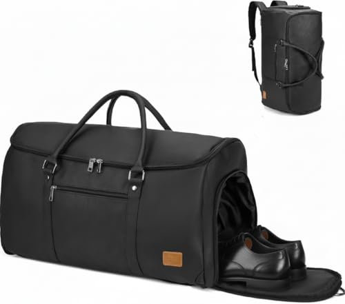 seyfocnia Garment Bags for Travel, Carry On Garment Bag Backpack, Convertible Garment Duffle Bag for Men Women, 4 in 1 Hanging Dress Suitcase Suit Travel Bag