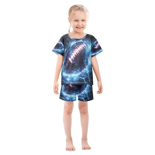 ALAZA American Football Fantasy Pajamas Set Short Sleeve Cotton Sleepwear Summer Pjs 2 Piece 5-14Y3