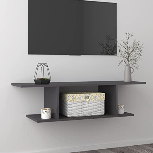 Catherinol Meuble TV Support de télévision Console de Rangement Meuble TV Salon Moderne Table Télévision Meuble TV Mural Gris Brillant 103x30x26,5 cm