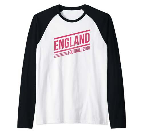 England Football 2016 Bold Red Text Raglan Baseball Tee, Black