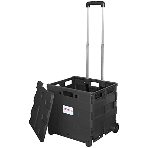 Office Depot Mobile Folding Cart With Lid, 16in.H x 18in.W x 15in.D, Black, 50801 Cover
