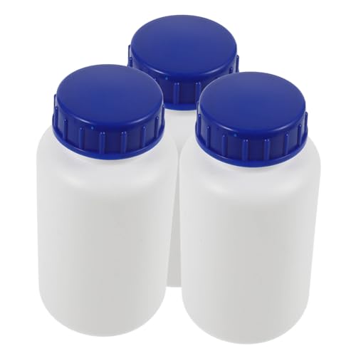 CIYODO 3pcs Chemical Round Bottle Storage Bottles Sample Reagent Container Empty Bottles Laboratory Bottles Bottle for Reagent Large Reagent Bottles Bottle with Cap Inner Cover Ldpe White