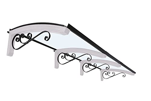 Pensilina da esterno in legno lamellare, copertura in policarbonato compatto Opale, Modello Legno Riccio, dimensioni 100 x 300 cm, colore legno Bianco e ferro in grigio antracite