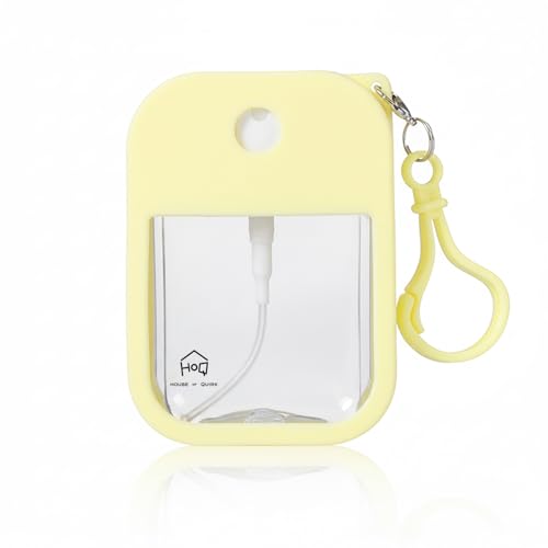 Image of House of Quirk 38ml Portable Card Spray Bottle - Refillable Perfume & Sanitizer Mist Sprayer with Hook (Yellow)