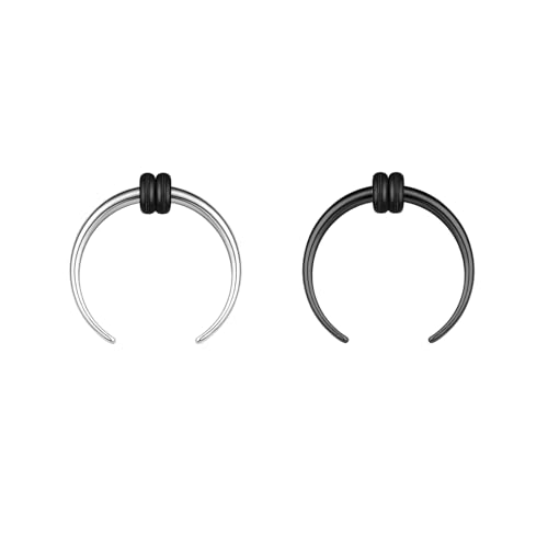 ZS 2 Pezzi Pincher Tapers Septum Anelli, 2G 4G 6G 8G 10G 14G 16G Buffalo Ferro Cavallo Barella Espansore Piercing Per Stretching Naso Orecchio Donne Uomini (16g, 8mm)