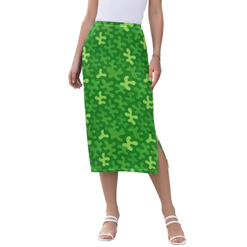Women's Trendy Stretch Midi Skirts for Juniors Summer Split Skirt