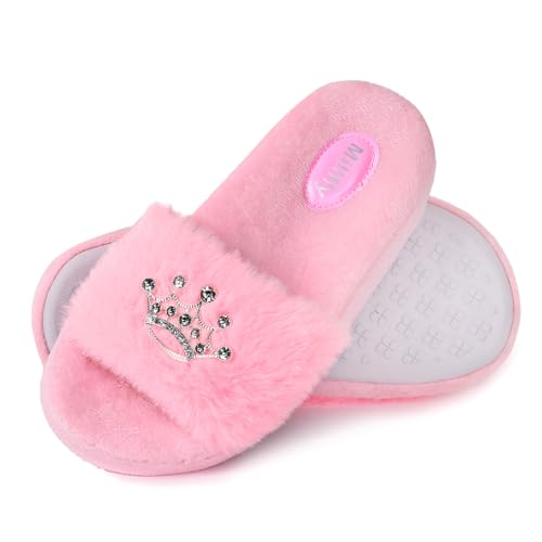 Arch Support Sippers for Women Tiara Decorated Indoor Slippers Crown Diamond Open Toe House Shoes