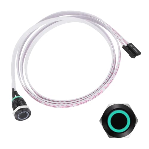 PATIKIL 12mm Chassis Metal Button Ring Green LED PC Power Button