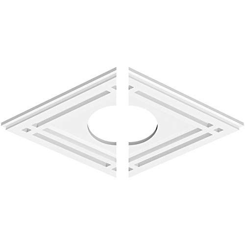 Image of Ekena Millwork CMP20X13DD2-05000 Diamond Architectural Grade PVC Contemporary, Two Piece Urethane Ceiling Medallions 20 inchW x 13 3 /8 inchH x 5 inchID x 7 inchC x 1 inchP