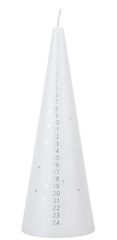 Homestreet White Elegant Advent Candle In Red Ivory Or 15Cm Cone Shape Candle With Countdown To Christmas Day (White)