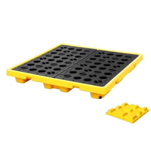 OWOHYG Modulare Auffangwanne – Robuste, auslaufsichere Kunststoffwanne für Industrie und Lager, Chemikalienlagerung, umweltfreundliche Lösung, langlebig und vielseitig (Gelb, 128 x 128 x 17 cm)