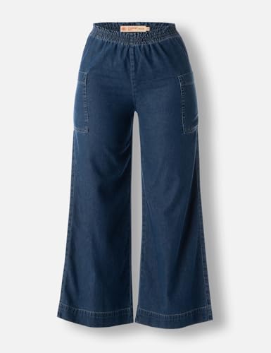 Image of INKD Women's Wide Leg Jeans - High-Rise | 100% Cotton| Enzyme Wash | Elasticated Waistband | Jeans for Women (Available in Plus Sizes)