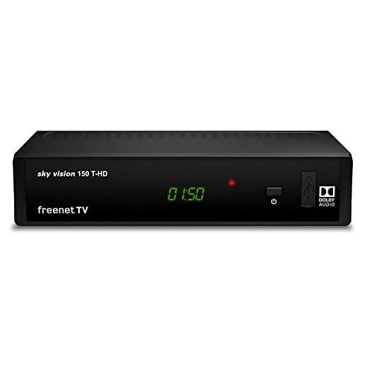 Sky vision 150 T-HD – DVB-T2-mottagare (digital HD-mottagare, freenet TV, antennmottagare, HEVC H.265 dekoder, HDMI, USB 2.0, LAN, SCART, Double Digital PLUS), svart