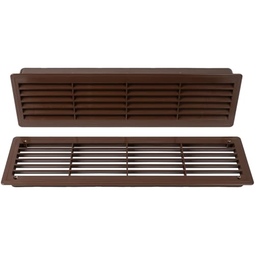 Image of AWENTA 18 inch x 5 inch Inch Two Sided Brown Door Air Vent Cover - Door Vents for Interior Doors - Universal Furniture Ventilation Guard- Register for Bathroom, Bedroom, Garage, Kitchen, Furniture