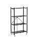 DEANIC 4 Tier Foldable Storage Shelves with Wheels, Large Capacity Shelving Unit, Freestanding Metal Wire Shelf Rack, No Assembly Organizer Rack for Garage Kitchen, Basement, Pantry(Black)