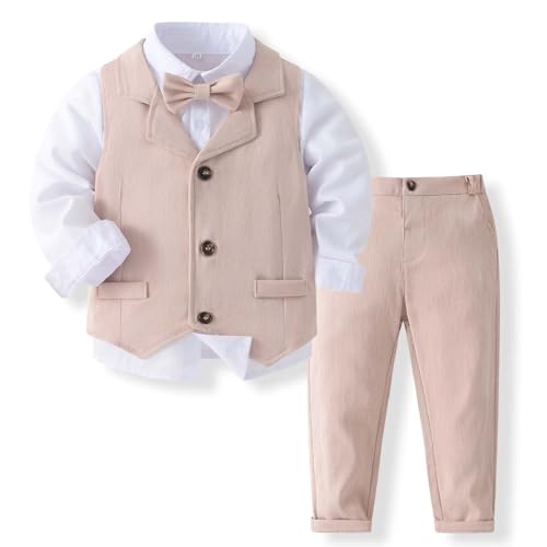 Costume garçon complet avec chemise pantalon gilet nœud papillon de 18 mois à 7 ans
