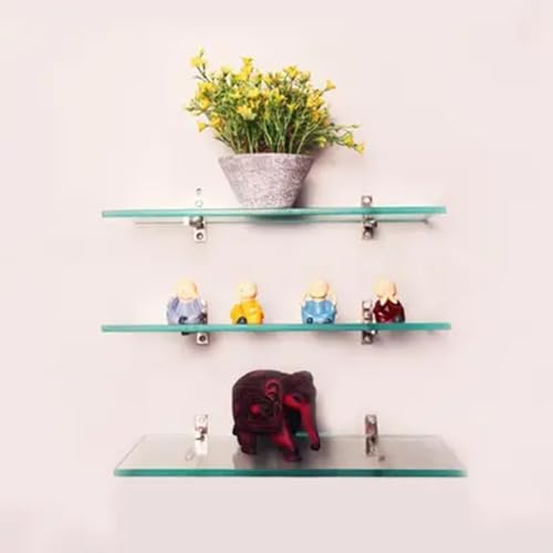 Image of windowera Multi Purpose Glass Shelf for Bathroom Bedroom Living Room Office and Kitchen Glass Wall Shelf (Number of Shelves - 3)