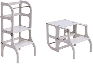 Learning tower - table STEP'n'SIT ®, kitchen helper | Ette Tete | Gray with silver hardware