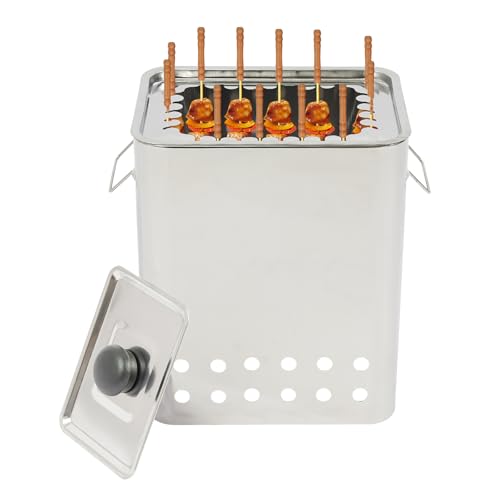 Barbecue à charbon suspendu sans fumée Barbecue carré en acier inoxydable portable utilisation en extérieur for le camping les voyages et les pique niques dans le jardin