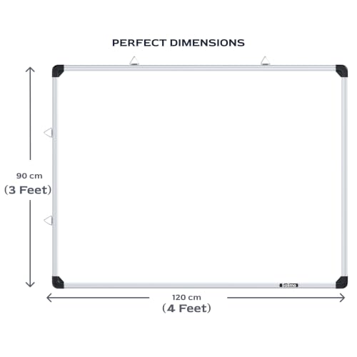 Image of Amazon Brand - Solimo White Board 3 feet x4 feet Non-Magnetic Chalk Board & White Board (90x120 cm) | 2 Whiteboard Markers + Duster | Dry Erase & Chalk Board | Home Office School Kids