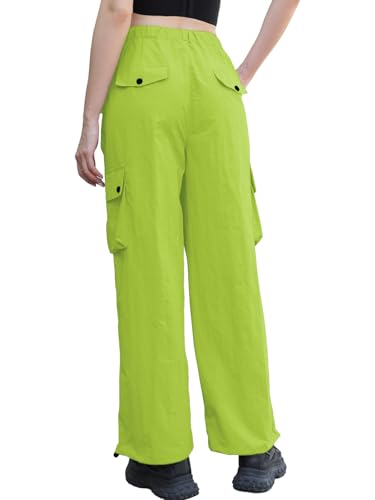Image of Cromoncent Cargo Pants Girls & Women Parachute Pants Y2K Baggy Rave Clothes Waterproof with Pockets, 6 Years - 3XL