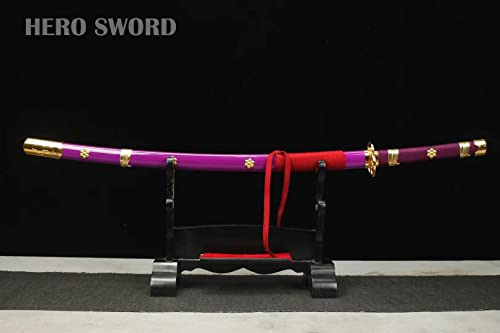 HERO SWORD Roronoa Zoro Katana - Yama Enma Anime Cosplay Sword, Handmade Real Metal, 1060 Carbon Steel, Sharp Full Tang Blade