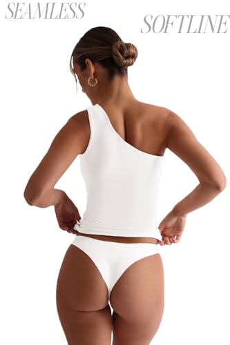Image of SIGHTBOMB Seamless Ultra Soft Double Layer Premium Afford LUX Edition ONE Shoulder Sleeveless SOFTLINE Cuddle TOP for Women