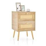 Apparence Rustique et Élégante - Dotée des décorations rustiques en rotin et des textures de bois délicates, notre table de chevet apportera sans doute une touche de nature et peut s’adapter à l’ameublement intérieur. Elle convient pour le salon, la chambre à coucher et la salle d’étude, gardant votre pièce bien ordonnée.