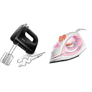 Philips HR3705/10 300-Watt Hand Mixer & GC1920/28 1440-Watt Non-Stick Soleplate Steam Iron