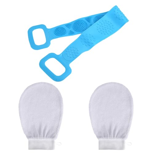 Demarsen 3 Pcs Guante Exfoliante Corporal, Manoplas Baño Cuerpo y Cara, Cepillo Espalda Ducha de Silicona, Doble Cara Cepillo Exfoliante Corporal para Exfoliación de Piel Muerta y Limpieza Profunda