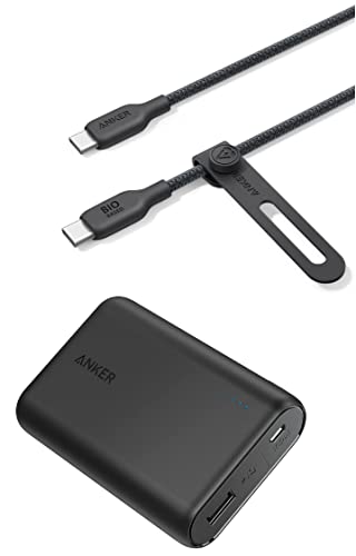 Anker 543 Usb C To Usb C Cable (140W, 3Ft), Usb 2.0 Bio-Nylon Charging Cable & Anker Powercore 10000 Portable Charger, 10000Mah Power Bank, High-Speed Charging Technology Phone Charger #TOP30