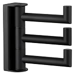 Angle Simple Swivel Towel Hook 3 Arms, SUS 304 Stainless Steel Foldable Bathroom Robe Towel Hook, Wall Coat Holder, Matte Black