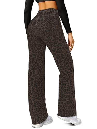 Image of FUNUCA Straight Leg Jeans for Women,High Waisted Wide Leg Loose Microelastic Boyfriend Denim Pants